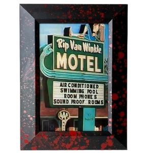Vintage Creepy Motel Sign Retro Horror Werid Decor Unusual Spooky Funny Bloody